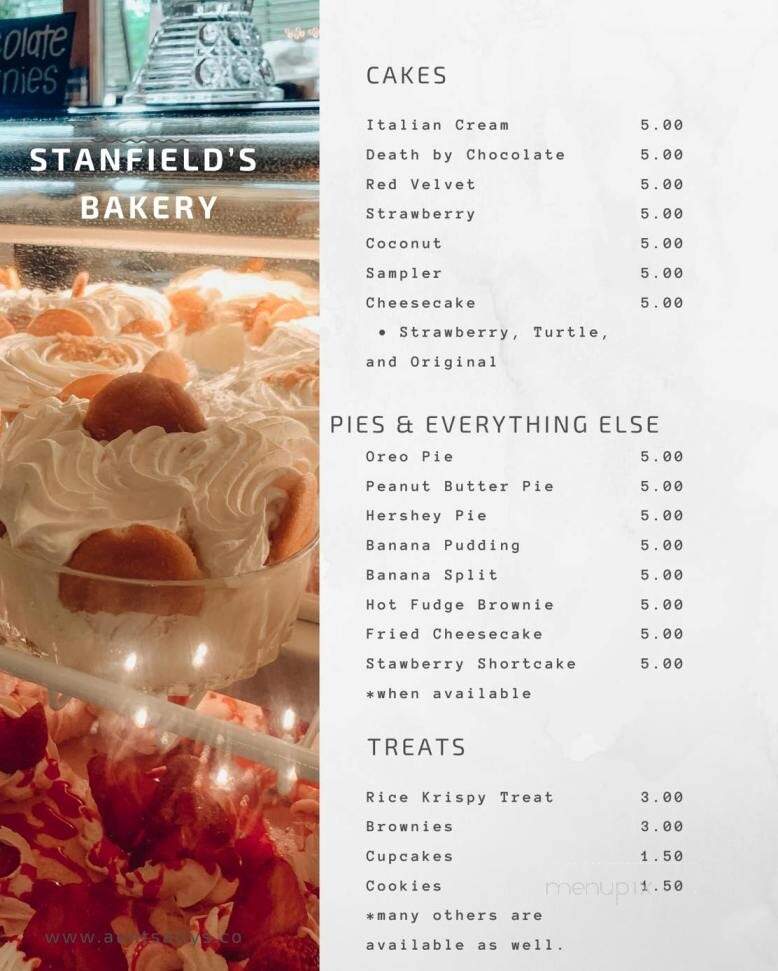 Stanfield's - Sheffield, AL menu_pic