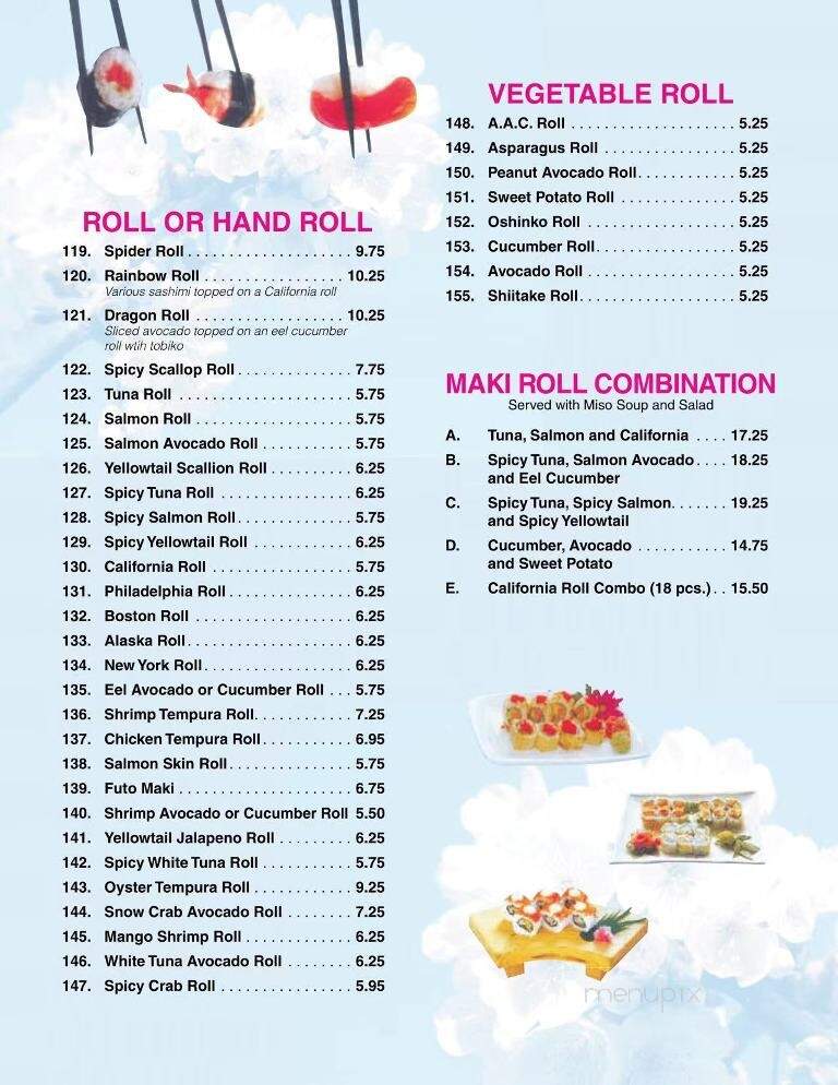Tokyo Japanese Restaurant - Burnham, PA menu_pic