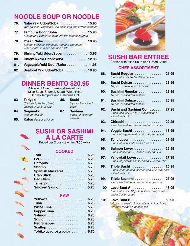 Tokyo Japanese Restaurant - Burnham, PA menu_pic