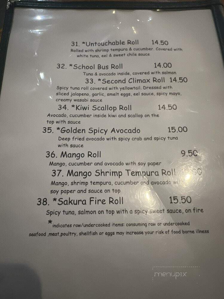 Sakura Teppan Steak & Sushi - Tucson, AZ menu_pic