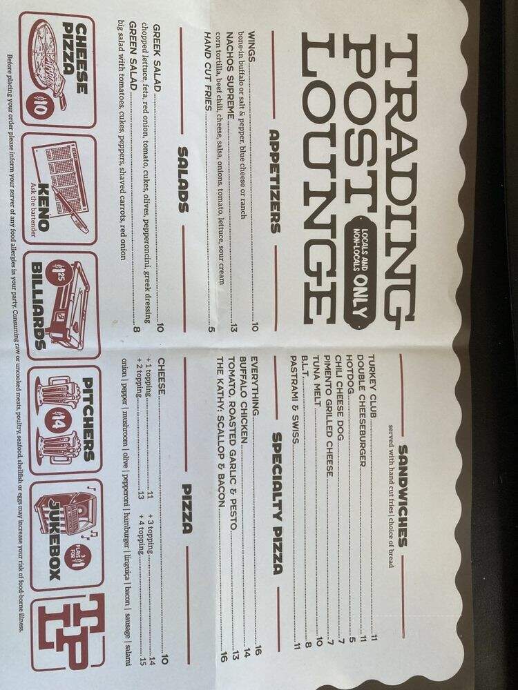 Trading Post Lounge - Buzzards Bay, MA menu_pic