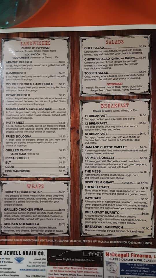 Marty's - Ney, OH menu_pic