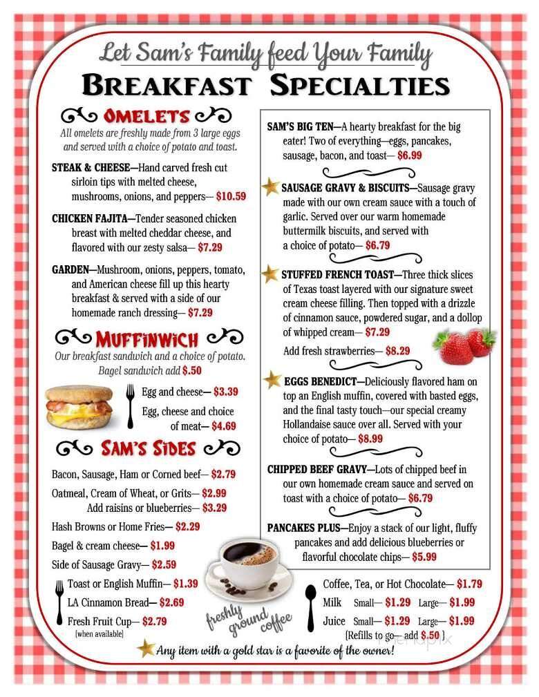 Sam's Restaurant - Titusville, PA menu_pic