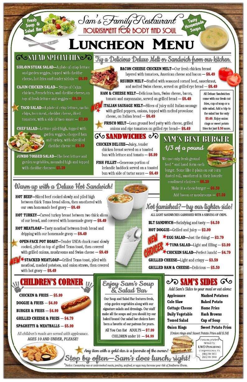 Sam's Restaurant - Titusville, PA menu_pic