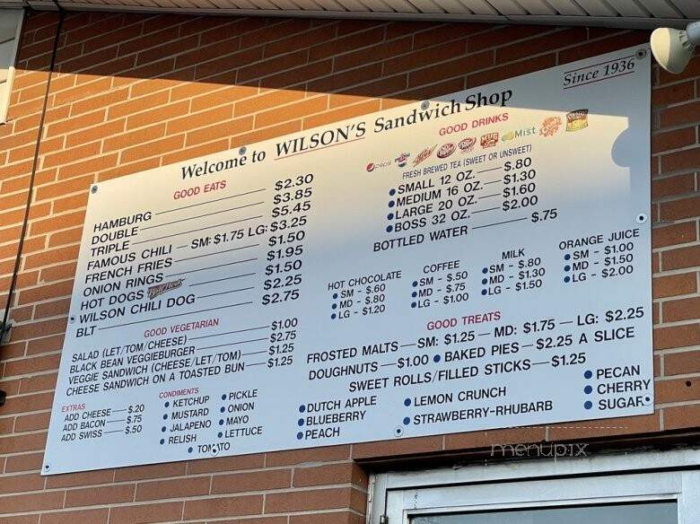 Wilson's Sandwich Shop - Findlay, OH menu_pic