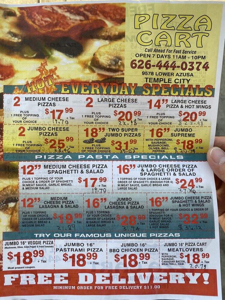 Pizza Cart - Temple City, CA menu_pic