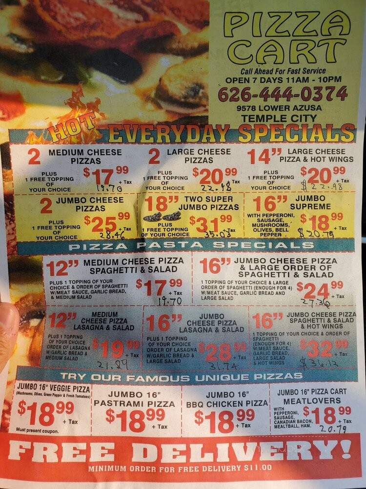 Pizza Cart - Temple City, CA menu_pic