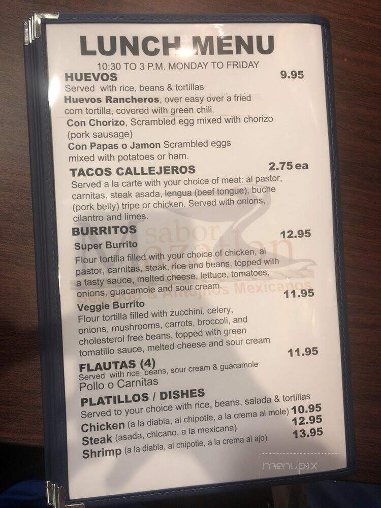 Sabor Mazatlan - Dillon, CO menu_pic
