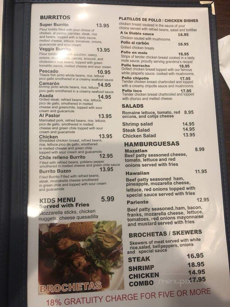 Sabor Mazatlan - Dillon, CO menu_pic