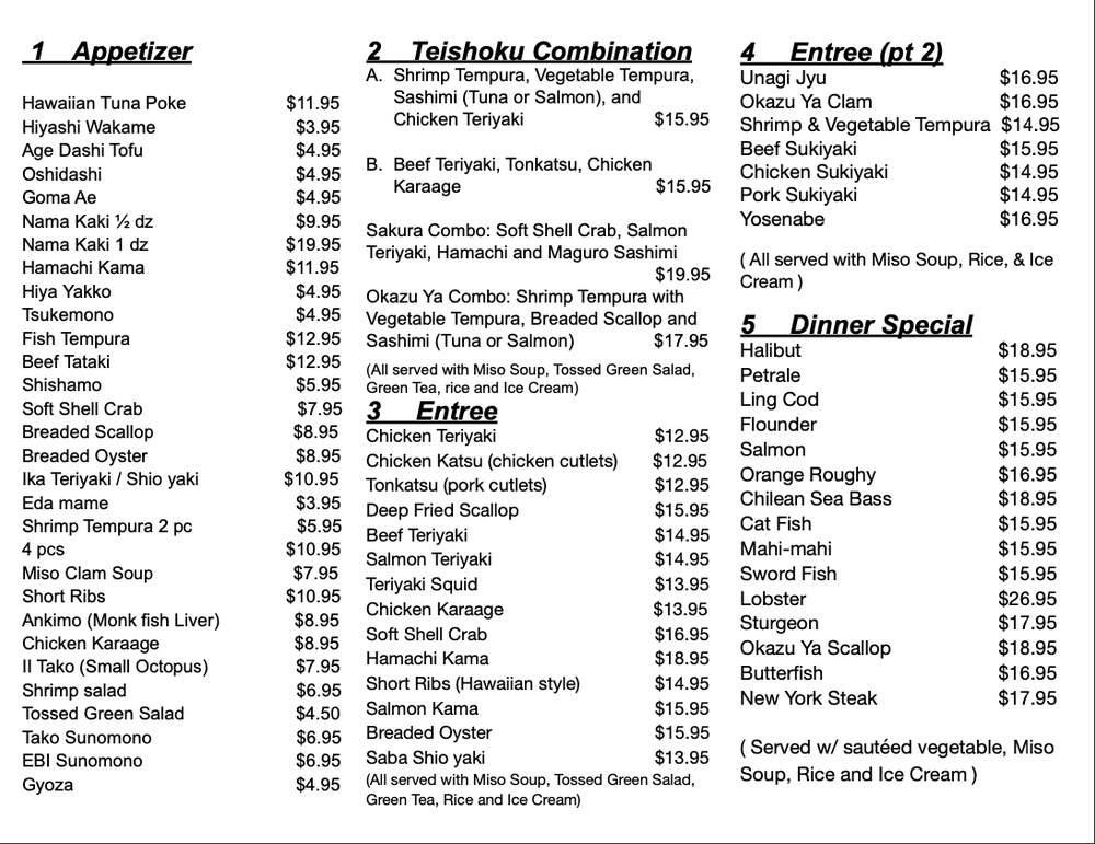 Taraval Okazu Ya - San Francisco, CA menu_pic