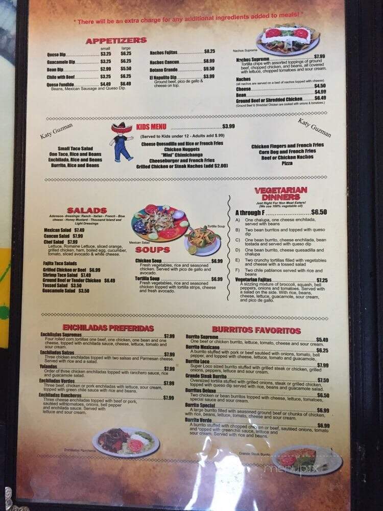 El Nopalito - Holly Springs, MS menu_pic