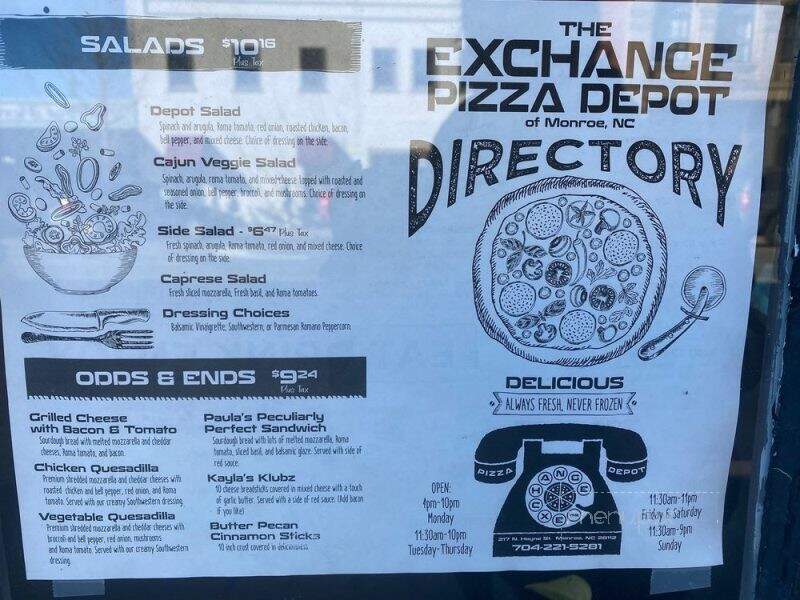 The Exchange Pizza Depot - Monroe, NC menu_pic