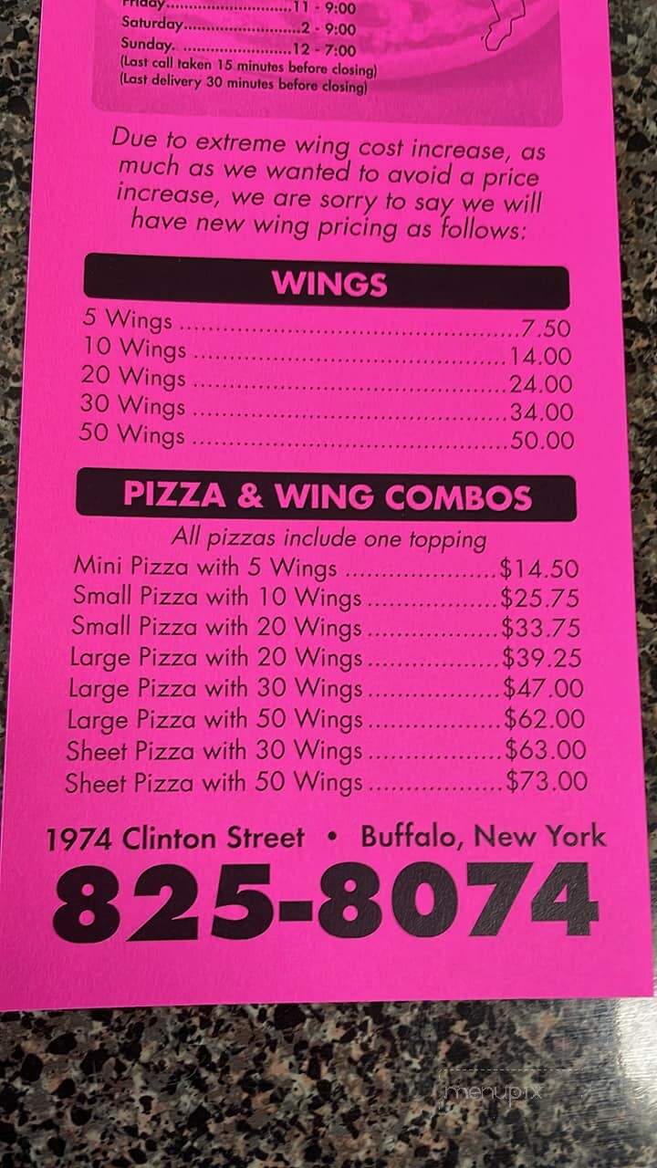 Pizza By Molino's - Buffalo, NY menu_pic