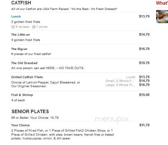 Fred's Fish House - Batesville, AR menu_pic