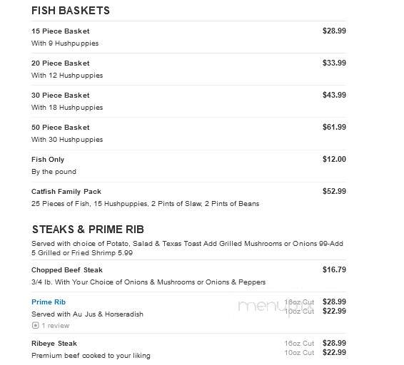Fred's Fish House - Batesville, AR menu_pic