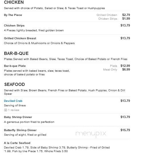 Fred's Fish House - Batesville, AR menu_pic