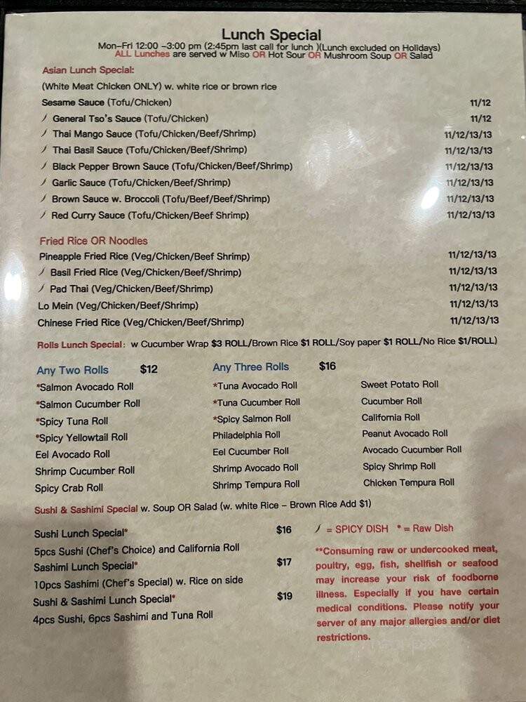 Sakana Asian Bistro - Cheshire, CT menu_pic