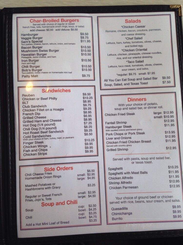 Sam's Restaurant - Kellogg, ID menu_pic