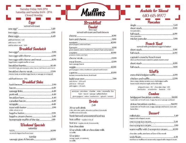 Muffins - Bridgeport, PA menu_pic