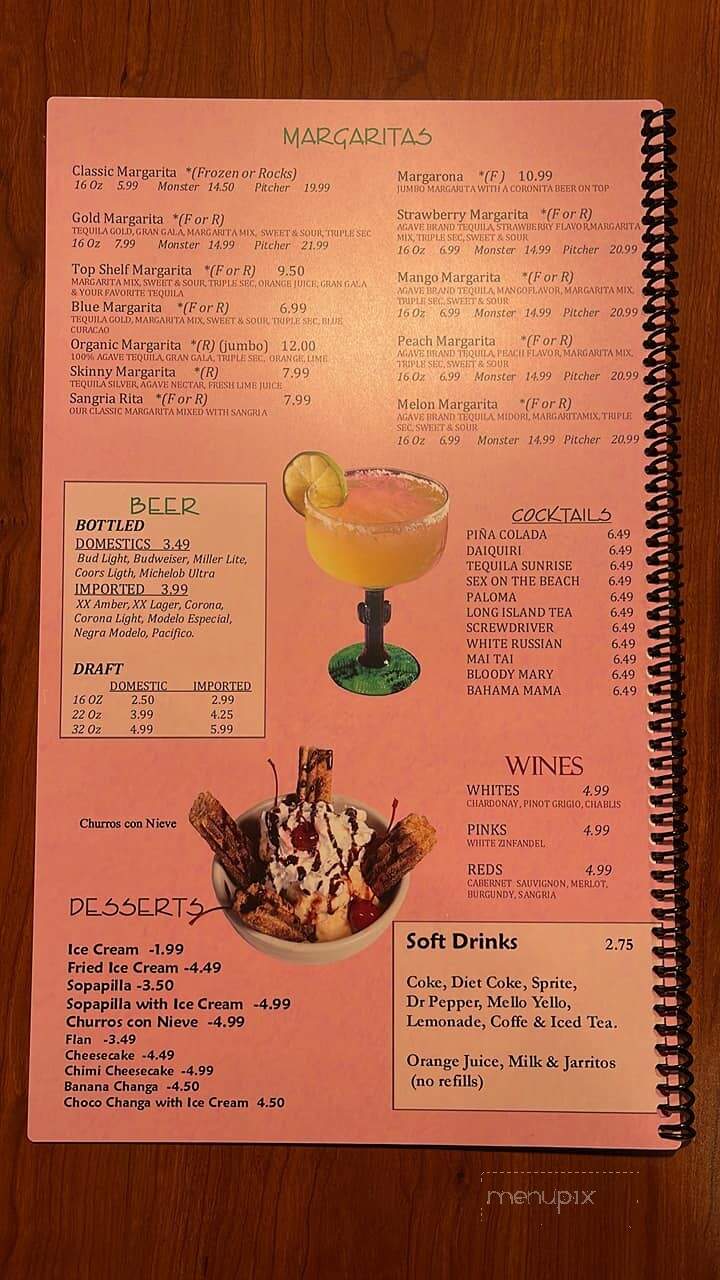 Casa Grande - Gainesboro, TN menu_pic