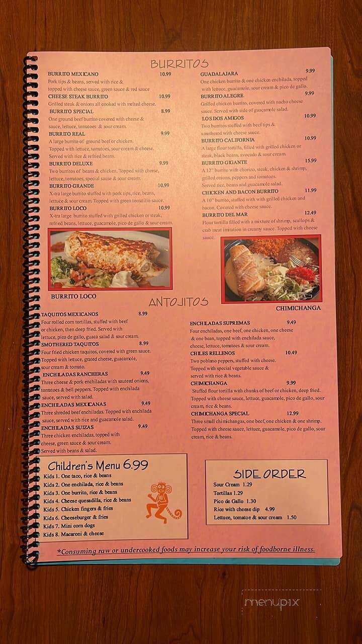 Casa Grande - Gainesboro, TN menu_pic