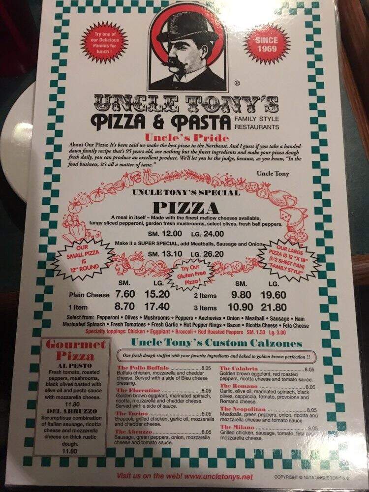 Uncle Tony's Pizza and Pasta - Johnston, RI