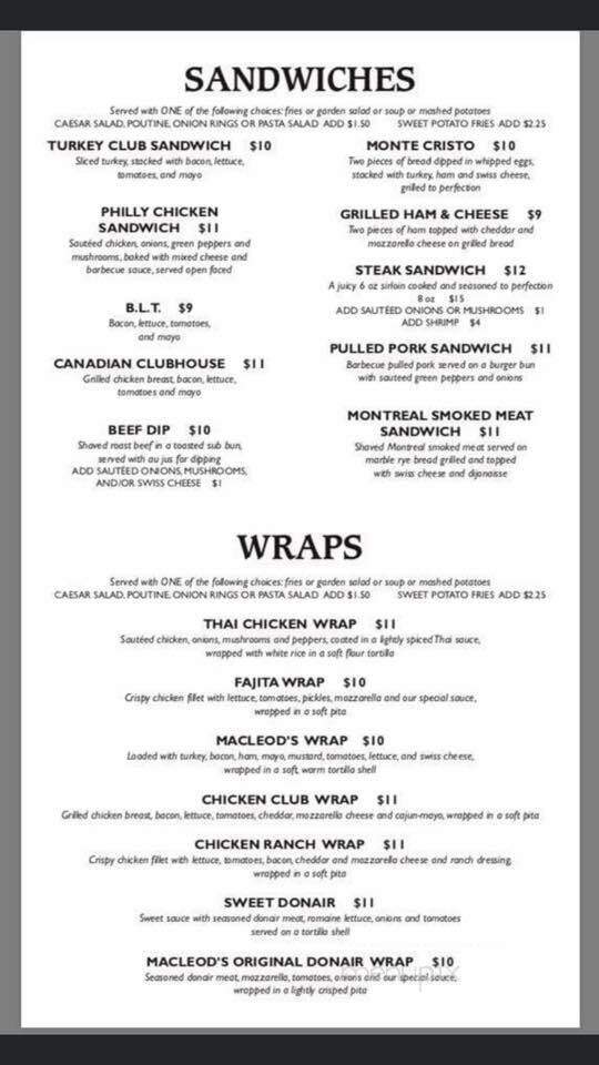 Macleod's Restaurant & Lounge - Fort Macleod, AB menu_pic