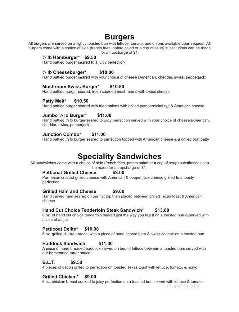Petticoat Junction - Seymour, WI menu_pic