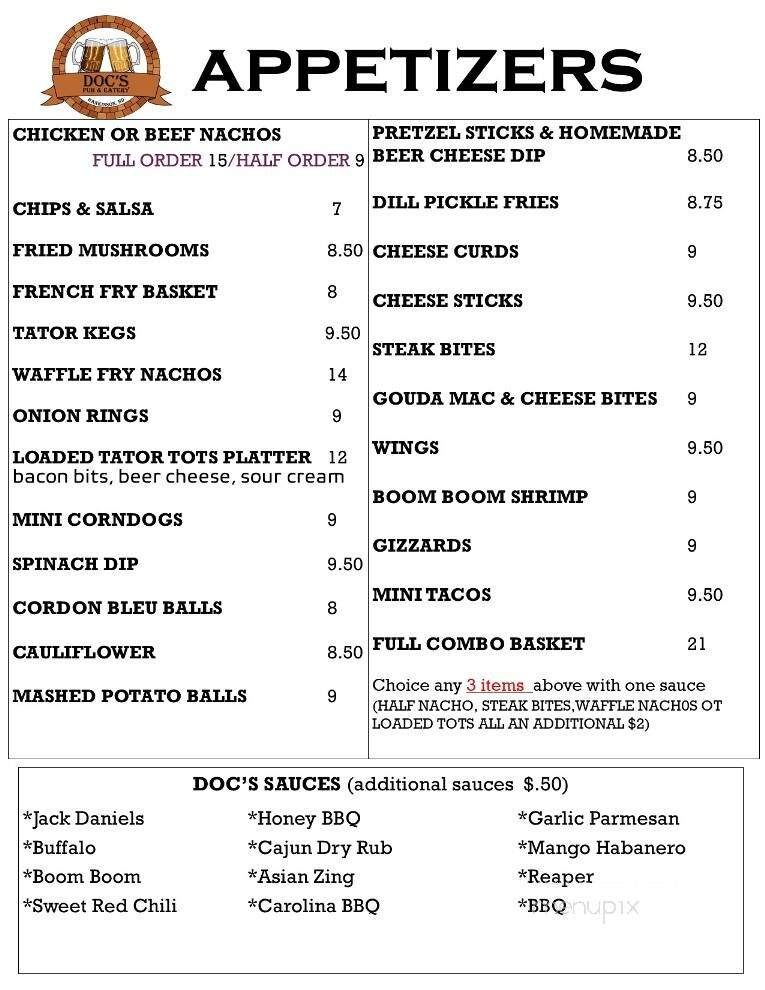 Doc's Pub and Eatery - Hankinson, ND menu_pic