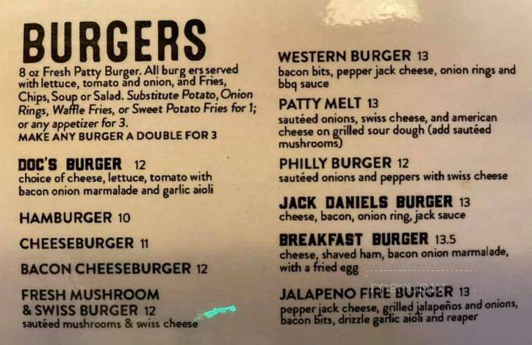 Doc's Pub and Eatery - Hankinson, ND menu_pic