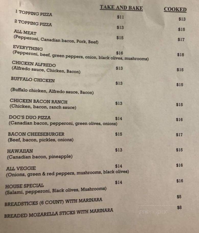 Doc's Pub and Eatery - Hankinson, ND menu_pic