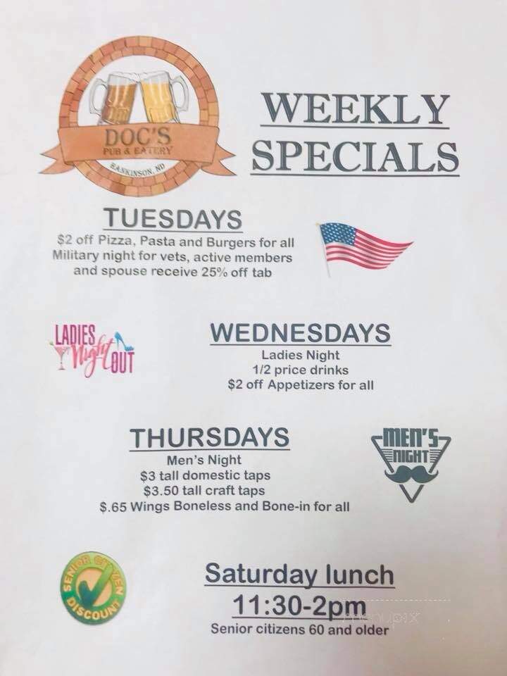 Doc's Pub and Eatery - Hankinson, ND menu_pic