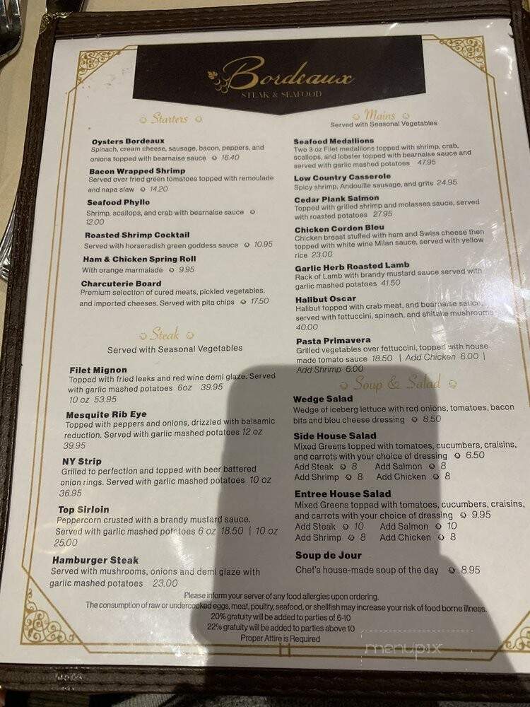 Bordeaux Steak & Seafood - Thomson, GA menu_pic