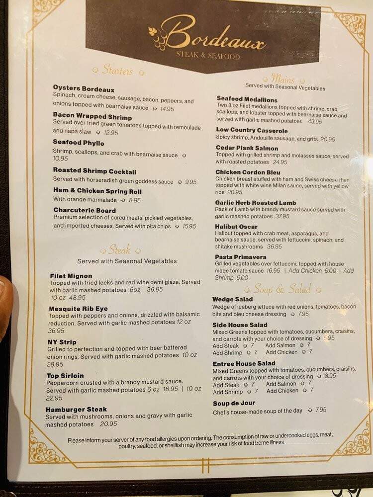 Bordeaux Steak & Seafood - Thomson, GA menu_pic
