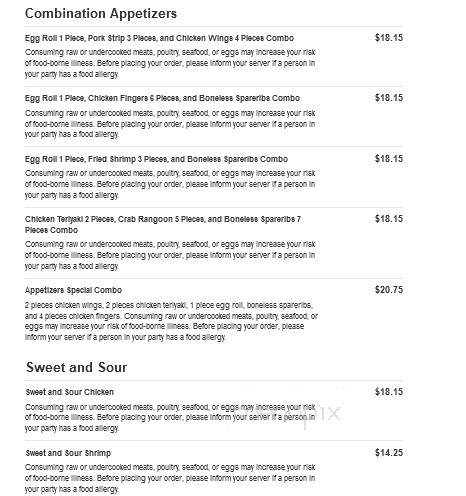 China Sky Restaurant - Dorchester Center, MA menu_pic