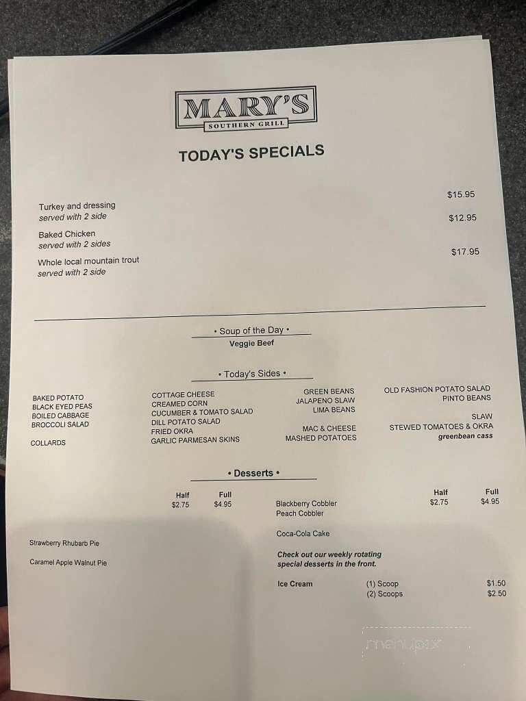 Mary Ann's Country Kitchen - Young Harris, GA menu_pic