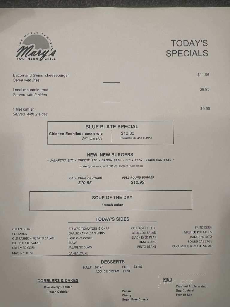 Mary Ann's Country Kitchen - Young Harris, GA menu_pic