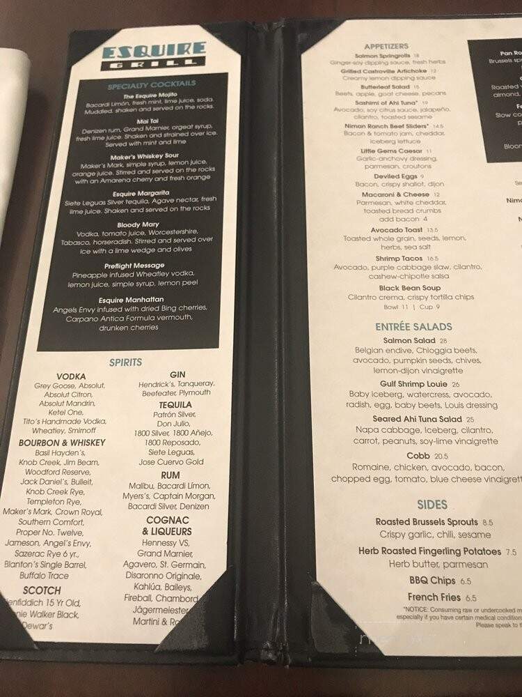 Esquire Grill - Sacramento, CA menu_pic
