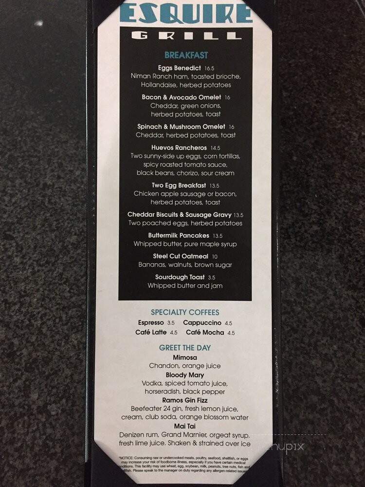 Esquire Grill - Sacramento, CA menu_pic