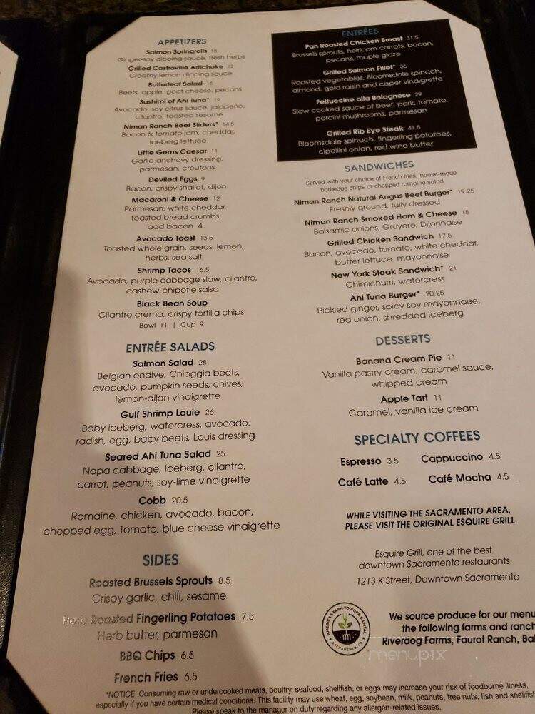 Esquire Grill - Sacramento, CA menu_pic