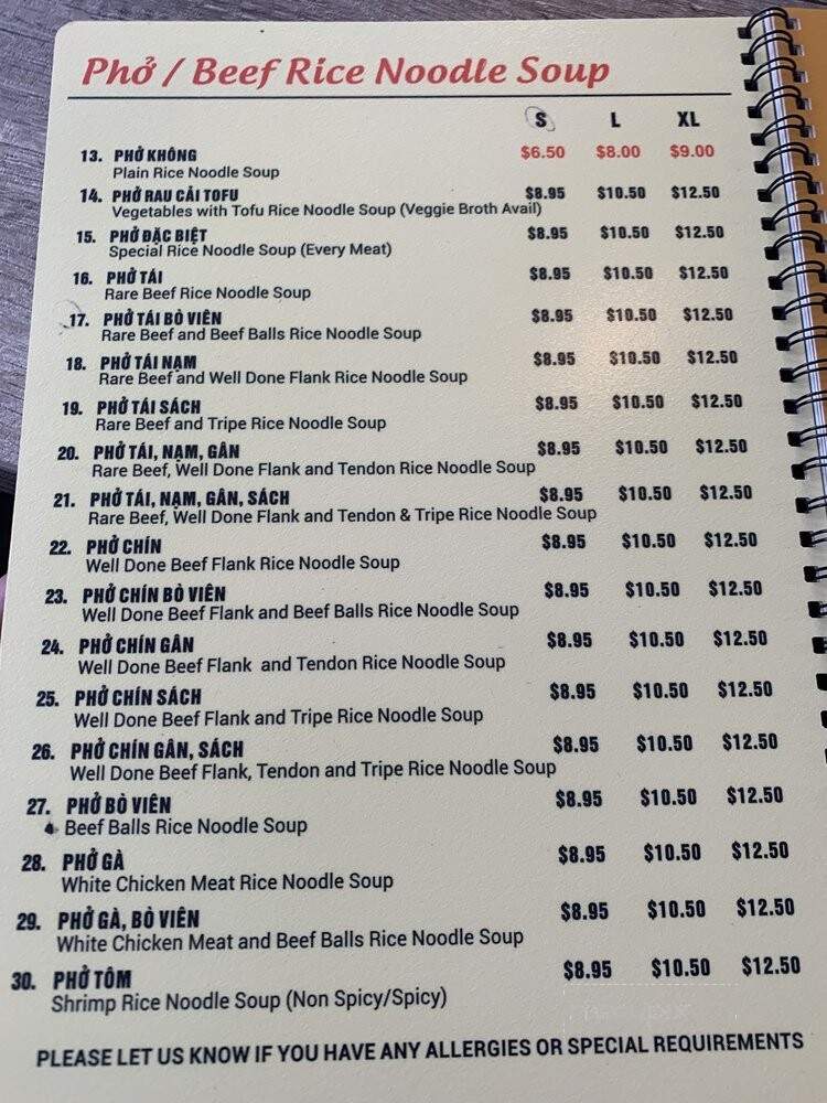 Pho Anh Vu - Toronto, ON menu_pic