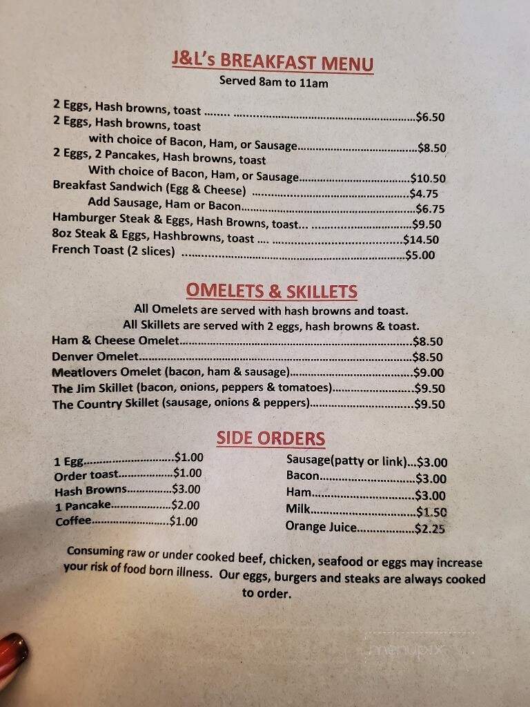 J & L's Bar & Grill - Sanborn, ND menu_pic