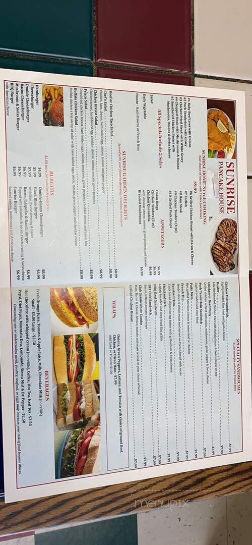 Sunrise Pancake House - Millstadt, IL menu_pic