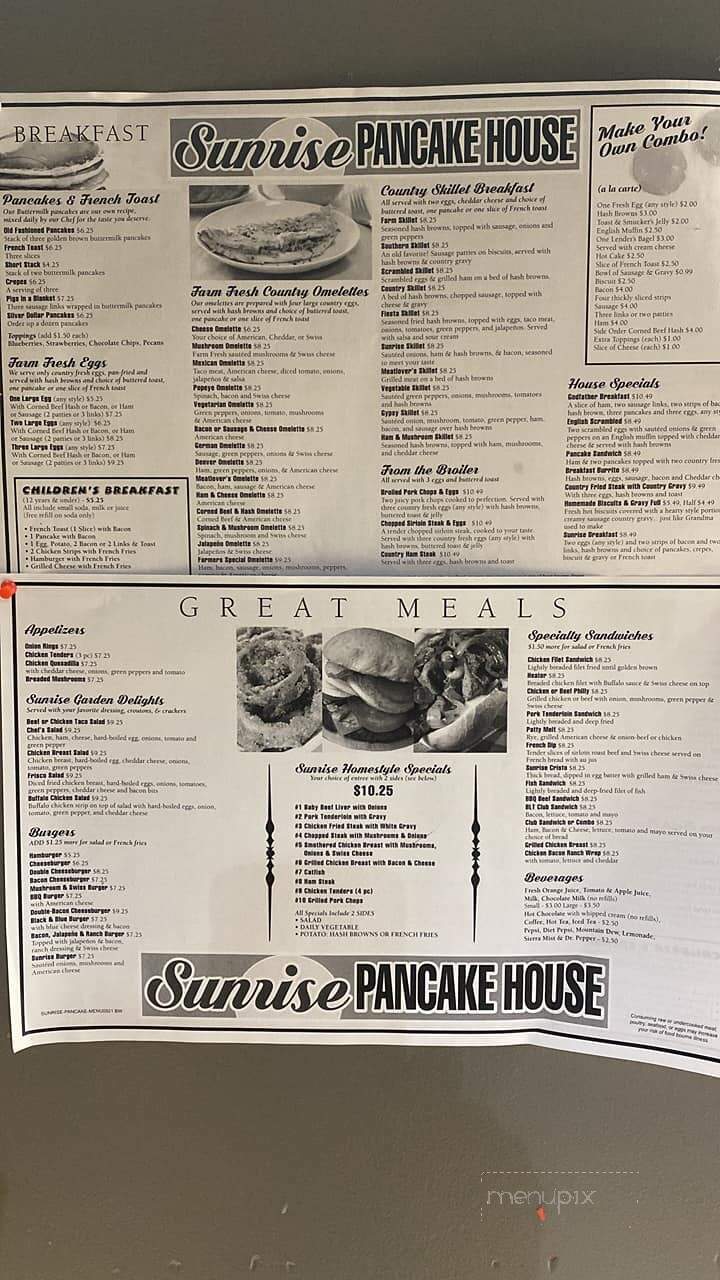 Sunrise Pancake House - Millstadt, IL menu_pic