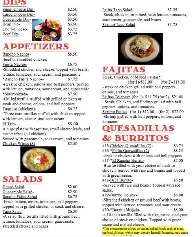 El Rancho Mexican Restaurant - Eastman, GA menu_pic