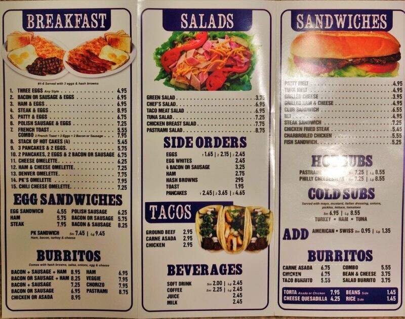 P K Burgers - Brea, CA menu_pic