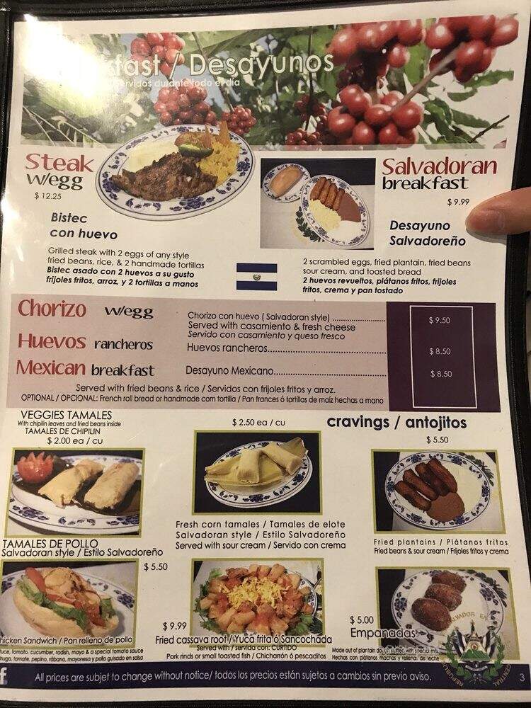 Sabor Salvadoreno - Aloha, OR menu_pic