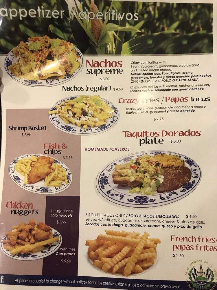 Sabor Salvadoreno - Aloha, OR menu_pic