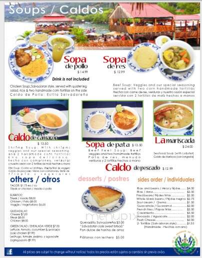 Sabor Salvadoreno - Aloha, OR menu_pic
