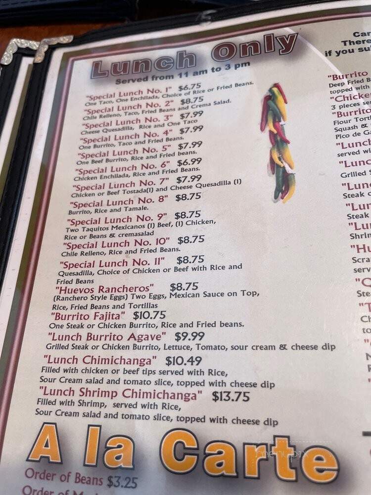 El Agave - St Charles, MO menu_pic